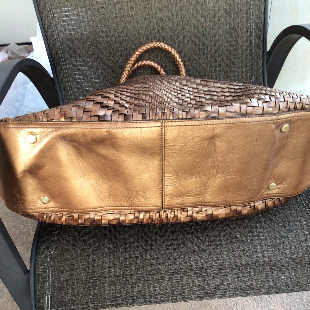 ❌SOLD❌ Cole Haan Genevieve Bronze Leather Woven Hobo Shoulder Bag - Picture 6 of 11
